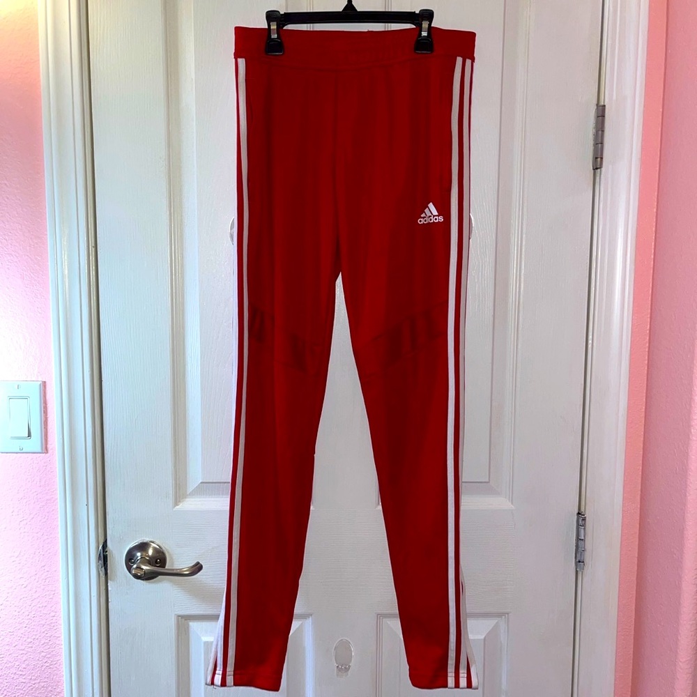 Red and White Adidas Track Pants 🔴⚪️